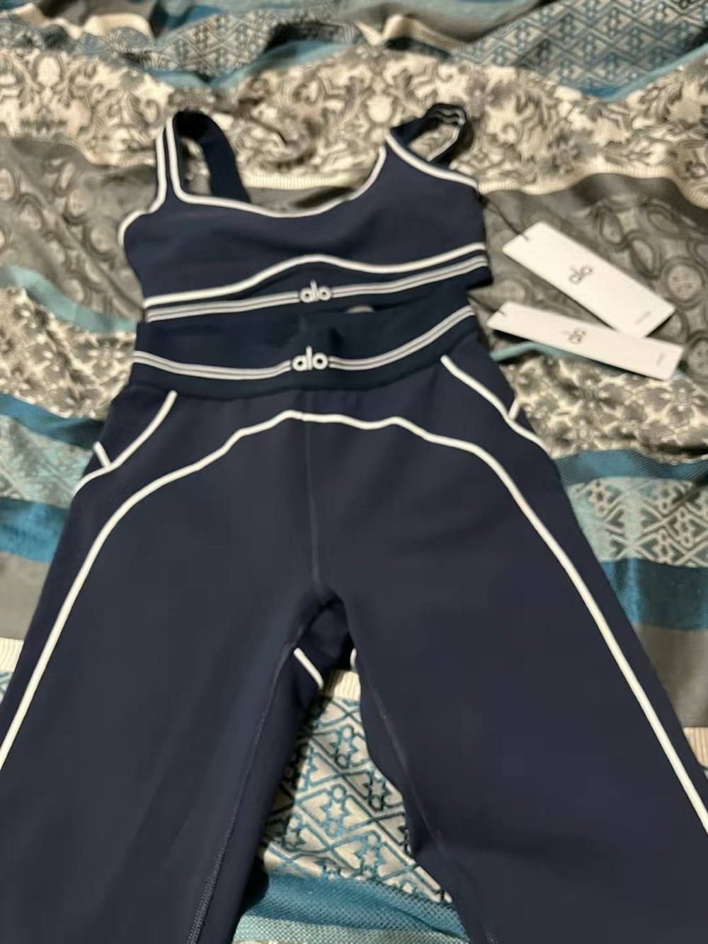 ALO Yoga Navy Blue Kids' Piped Active Jumpsuit